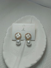 Clover Pearl Drop Style Earrings